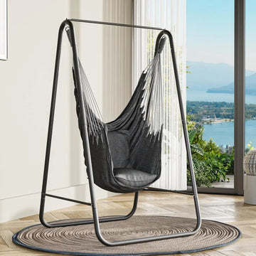 Hammock with Stand, Max. load 150 kg, Hammock Stand with Hanging Swing, 85x92x153 cm, Sturdy Steel Frame, Swing Chair