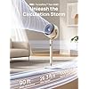 Dreo Smart Fan for Bedroom, 120° +120° Omni-Directional Oscillating Fans, 90ft Quiet Pedestal Fan with RGB Light, 9 Speeds, 6 Modes, 20dB, 8H Timer, Wi-Fi/Voice/Alexa, 37-42" Floor Fans with Remote