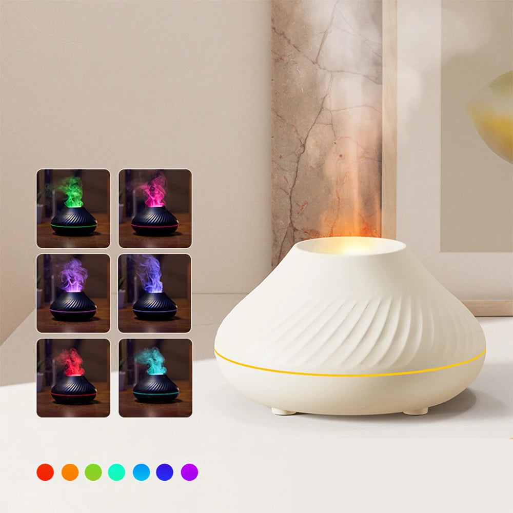 Volcanic Flame Aroma Diffuser Essential Oil Lamp Use Electric Air Humidifier Cool Mist Maker With LED Night Light For Home