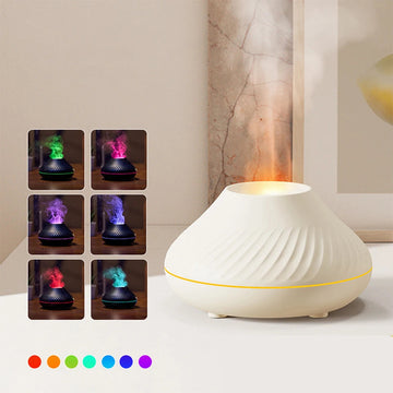 Volcanic Flame Aroma Diffuser Essential Oil Lamp Use Electric Air Humidifier Cool Mist Maker With LED Night Light For Home