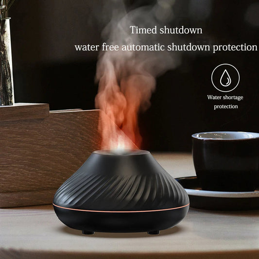 Volcanic Flame Aroma Diffuser Essential Oil Lamp Use Electric Air Humidifier Cool Mist Maker With LED Night Light For Home